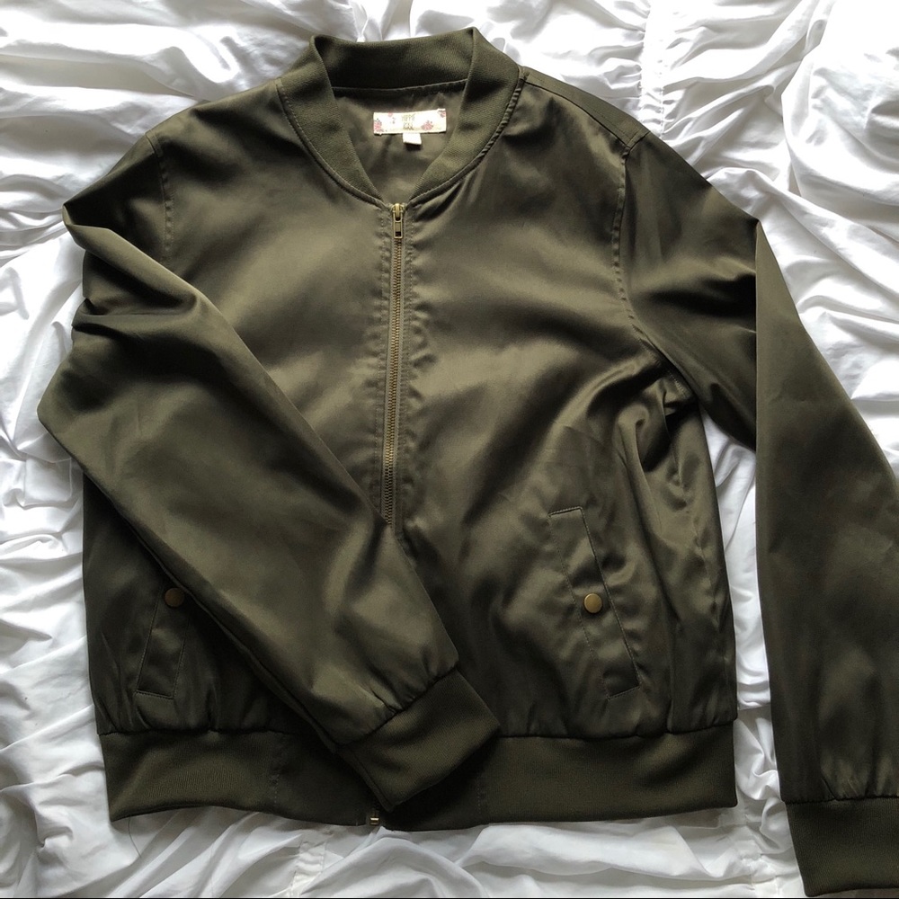 Olive Green Woman’s Bomber Jacket